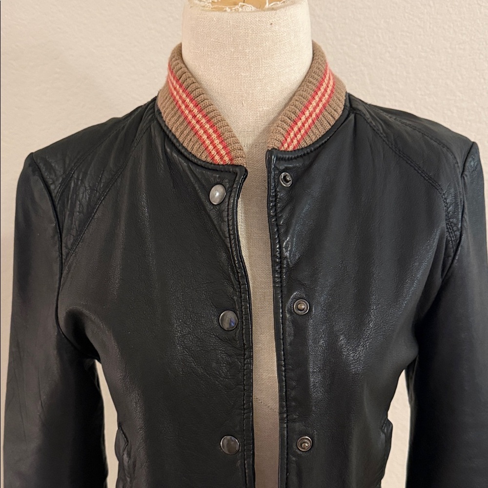 BCBGMaxAzria Black Bomber Leather Jacket - Picture 2 of 13